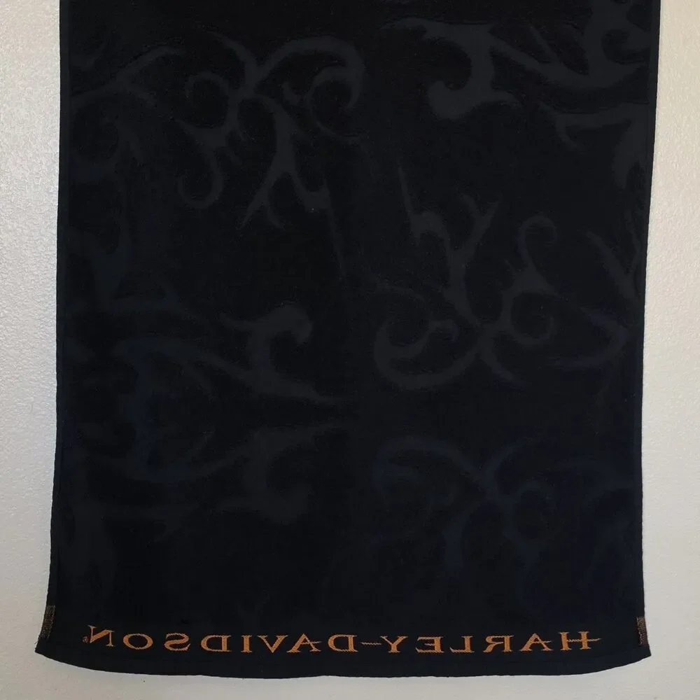 Harley-Davidson Bath Towel 24x48 Tribal Design Beach Black And Orange
